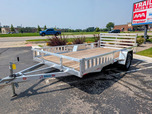 Silver Ox 7x14 Single Axle Aluminum Utility Trailer with Side Loading Ramps and Folding Gate